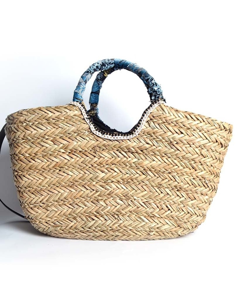 Rieten strandtas zwart