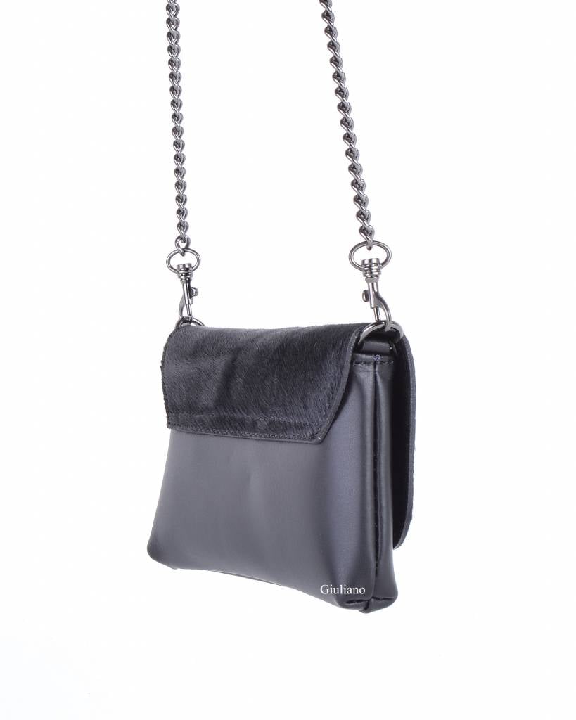 Lederen schoudertasje/clutch | Vacht | Effen rood | 552395