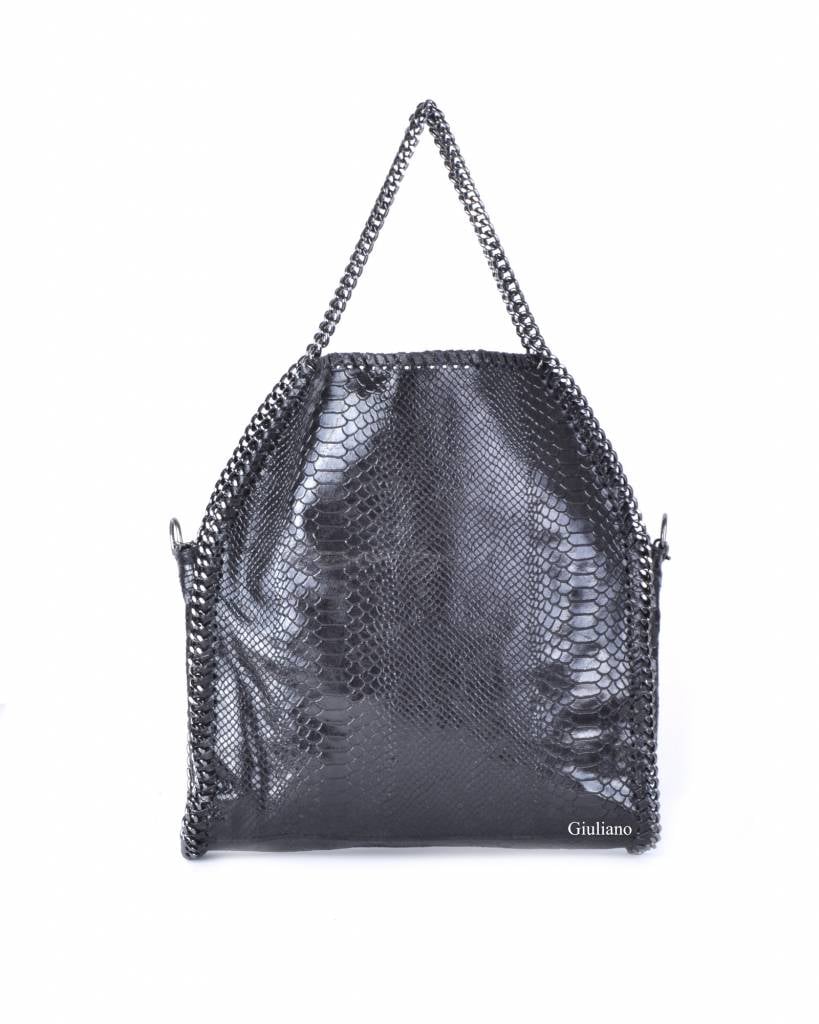 Lederen handtas | Ketting | Kroko