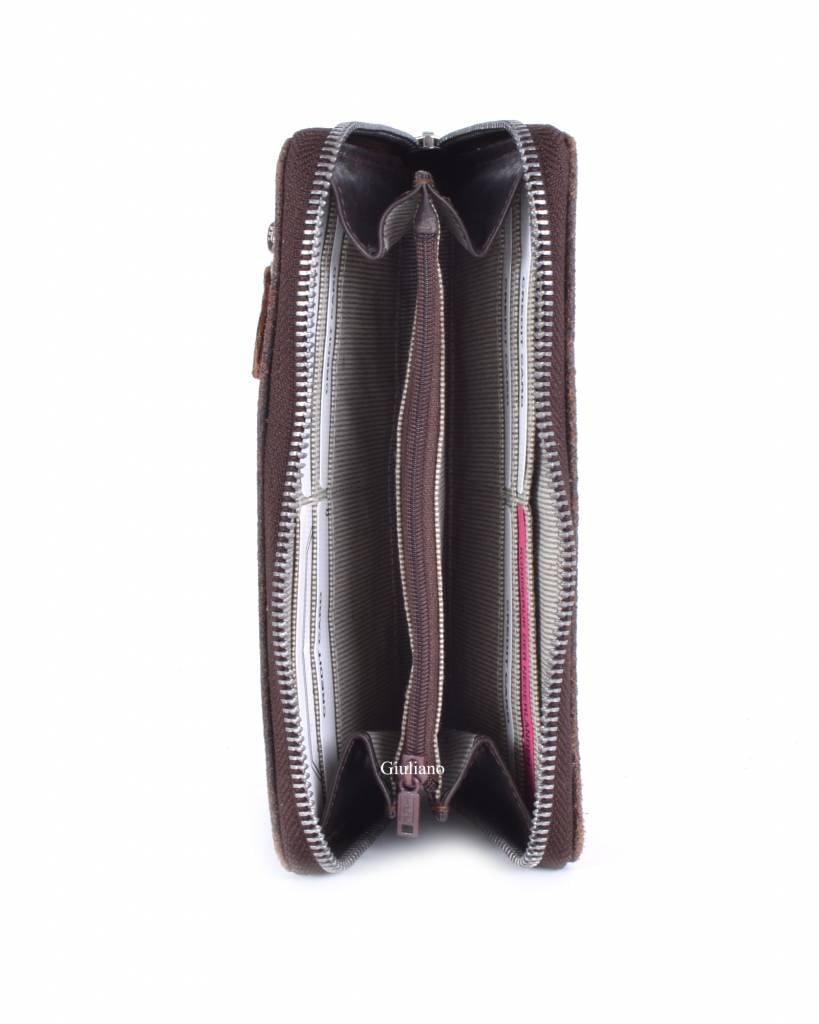 Lederen portemonnee | Studs | Bear Design | Bruin