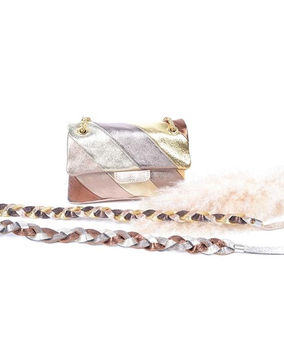 [800011] Riem  - gevlochten metallic