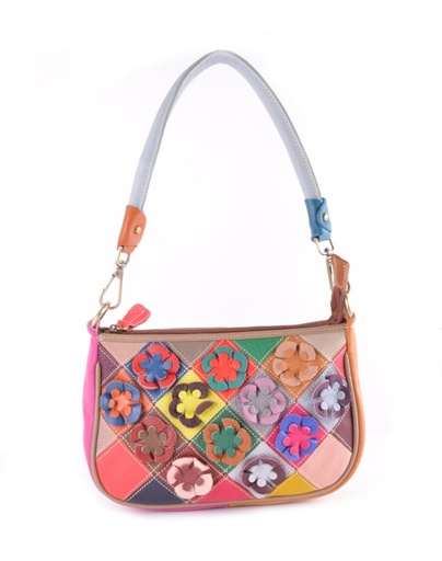 [190913] Lederen schoudertas | bloemen | 190913