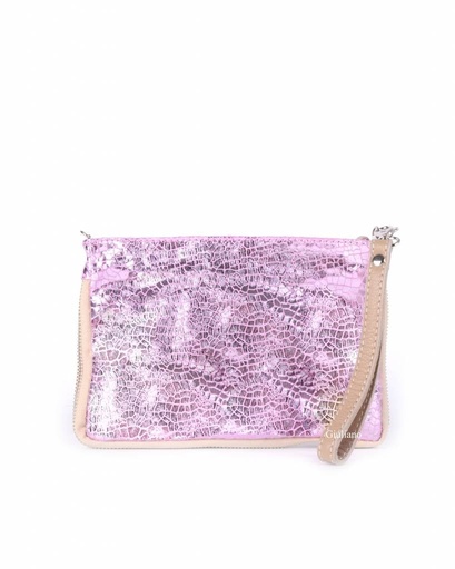 [552115  | SALE 70%] Lederen schoudertasje | Clutch | Metallic